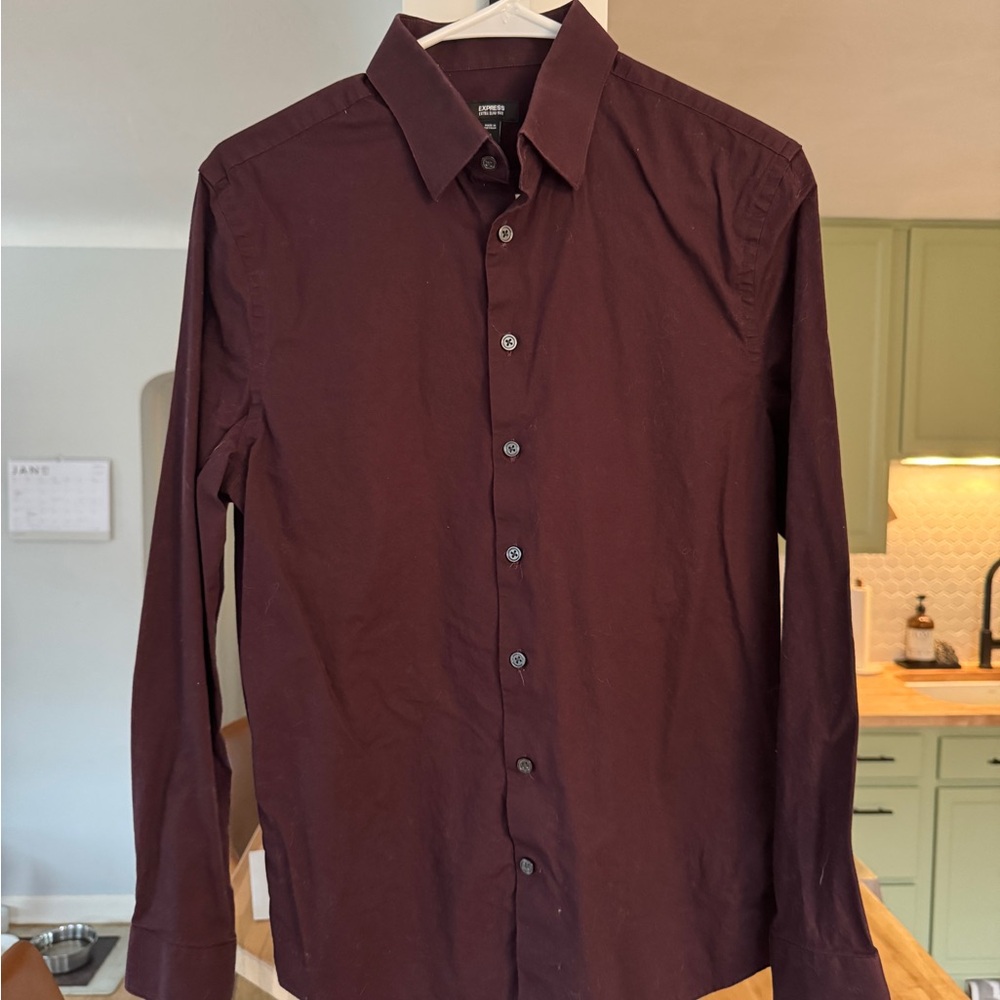 Men's Burgundy Dress Shirt